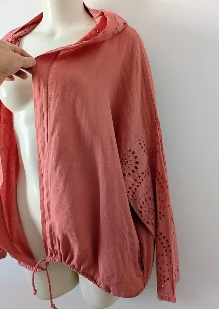 Veste brodée en lin et coton à capuche - Culture Sud - taille unique - photo numéro 3