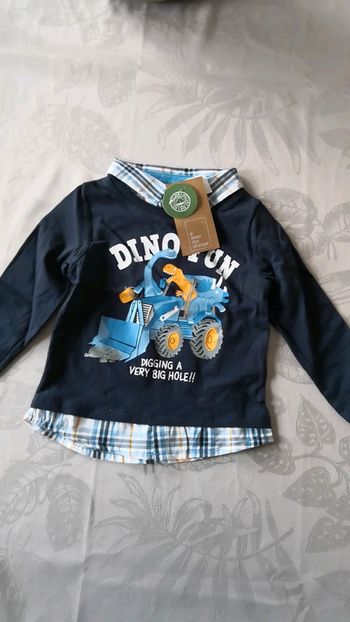 T-shirt longue manche effet chemise