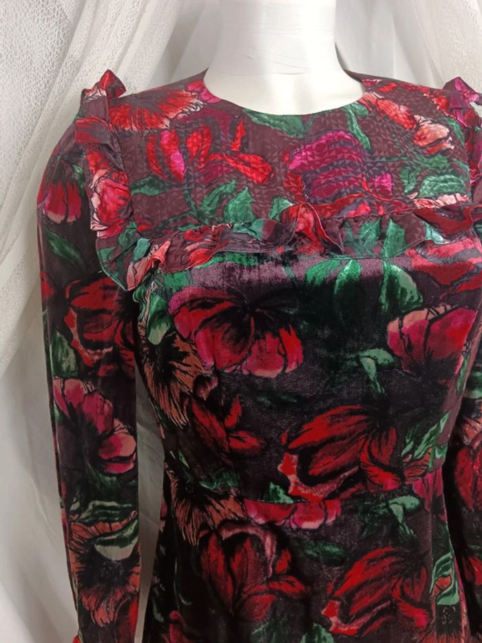 Sandro | Robe effet velours fleurie | t. 34 - photo numéro 3