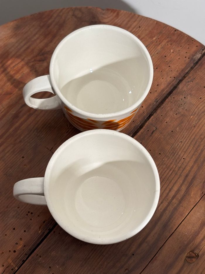 Vintage ensemble de 4 tasses Sarreguemines décor orange - photo numéro 2