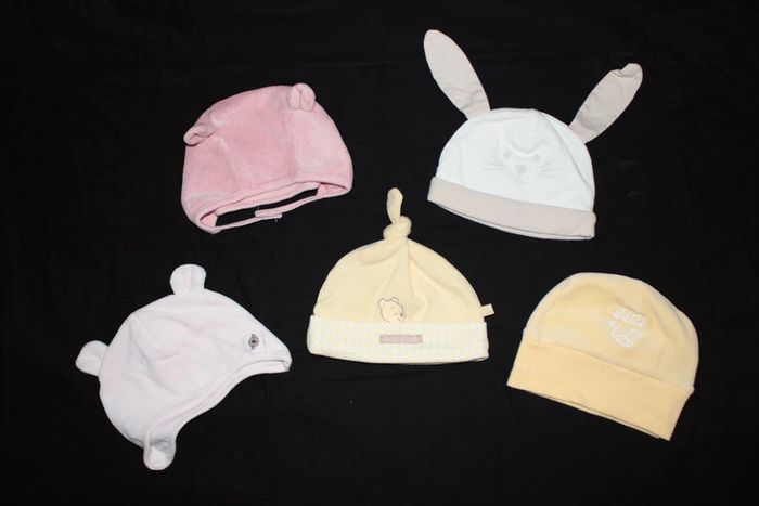 Lot de 5 bonnets naissance + moufles - photo numéro 3