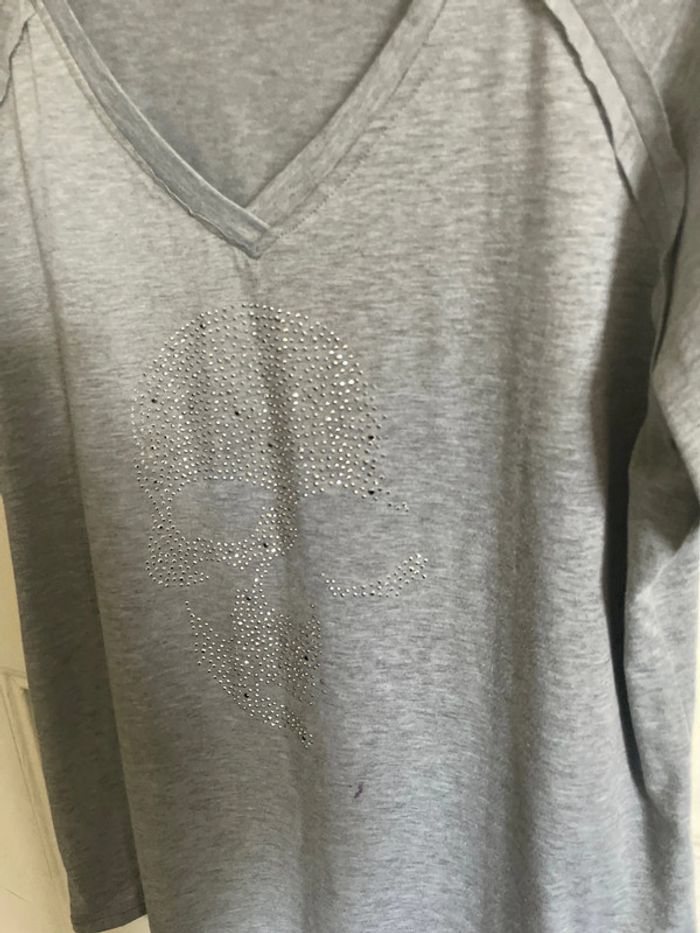 T-shirt strass tête de mort L/XL - photo numéro 2