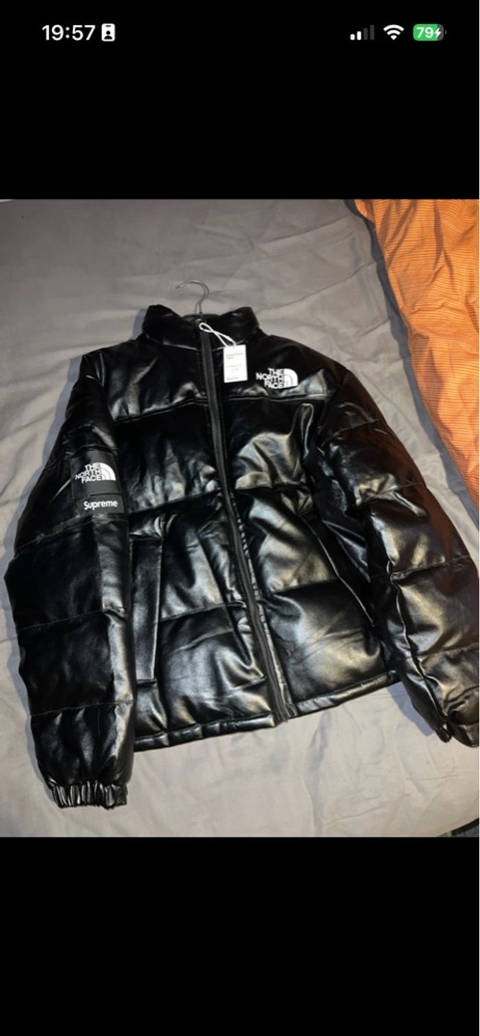 Blouson North Face&supreme officiel cuir souple édition limitée très rare - photo numéro 1
