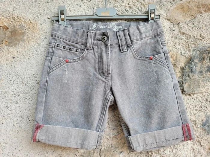 Superbe bermuda en jeans gris délavé B-Karo, 8 ans