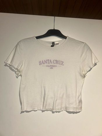 T-shirt blanc et mauve H&M – Taille M – Neuf sans étiquette