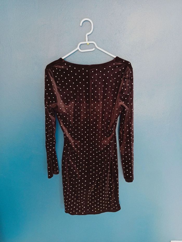 Robe velours noir a strass - photo numéro 3