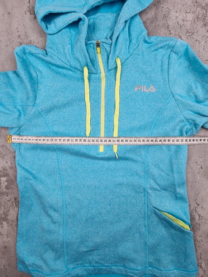 Pull à capuche Fila 1/4 Zip turquoise – Taille M Femme (mesures en photos) - photo numéro 10
