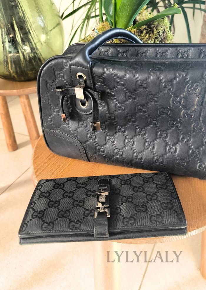 Portefeuille Gucci authentique GG monogram noir & cuir – Made in Italy - photo numéro 2