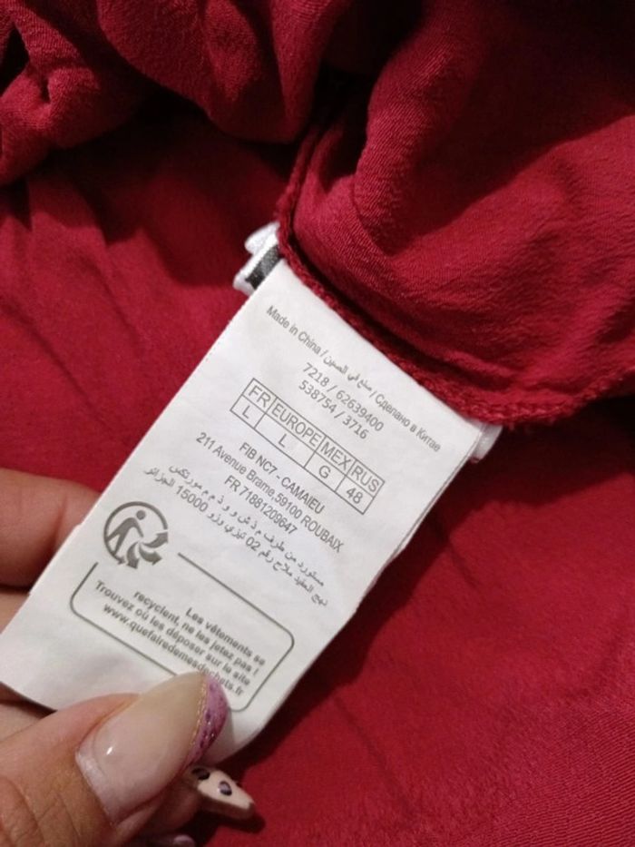 C56 chemise bordeaux Camaïeu L - photo numéro 4