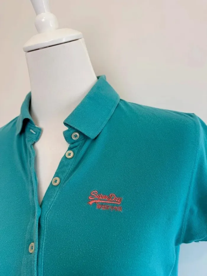 Polo Superdry femme turquoise taille M super état - photo numéro 3