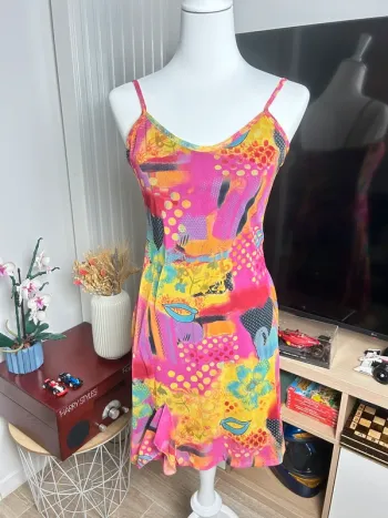 robe été bretelles fluide multicolore vintage taille M