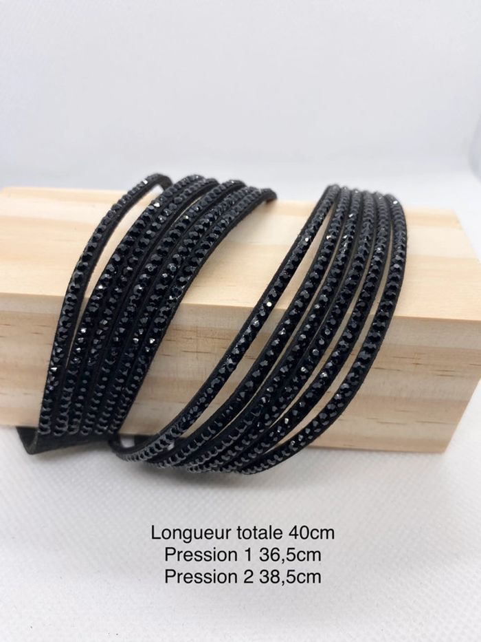 Bracelet double noir brillant / Velours