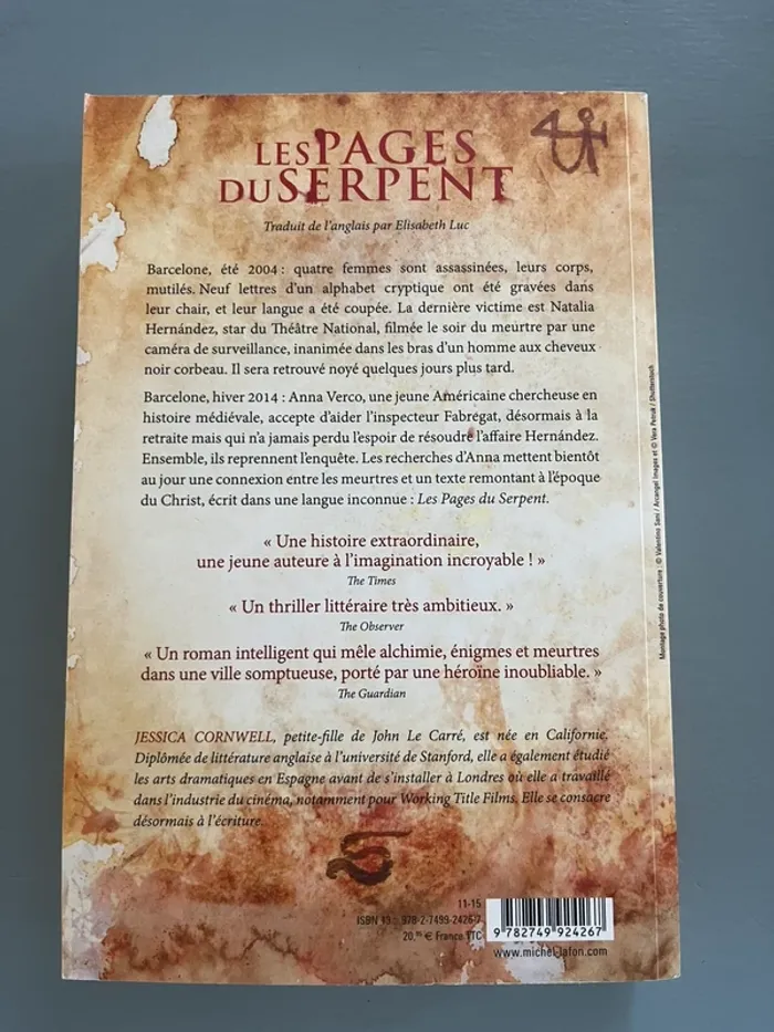 Livre Les pages du Serpent par Jessica Cornwell - photo numéro 2