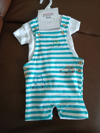 ensemble salopette short bodie garcon minoti 50 cm 0 mois