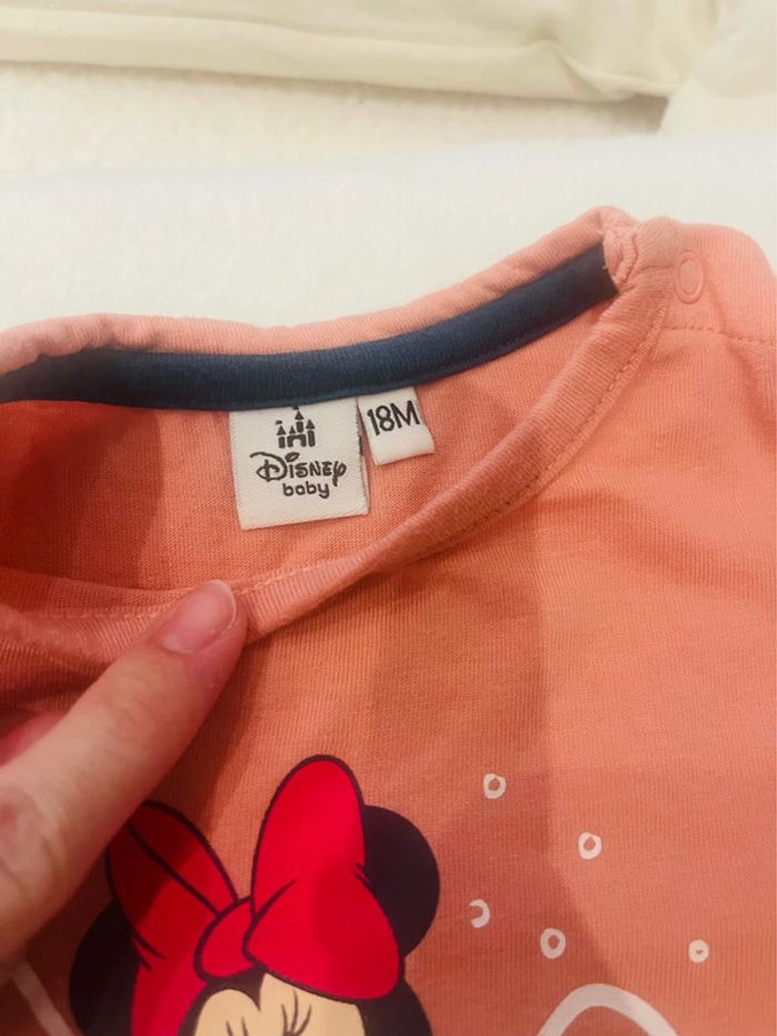 Tee shirt manche longue rose avec Minnie Disney Baby 18 mois - photo numéro 4