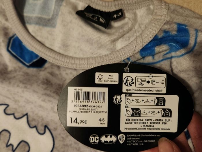 Pyjama épais Batman taille 5 ans - photo numéro 3
