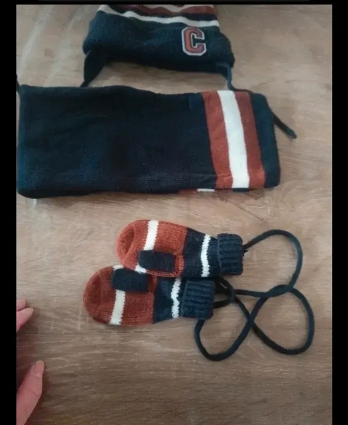 Ensemble bonnet écharpe mouffles garçons 6/12 mois - photo numéro 4