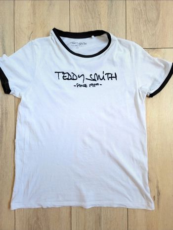 Teddy Smith T-Shirt Manches Courtes, Blanc et Noir, taille 16 ans