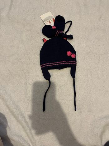 Ensemble bonnet et moufles fille Taille 0-3 mois Neuf