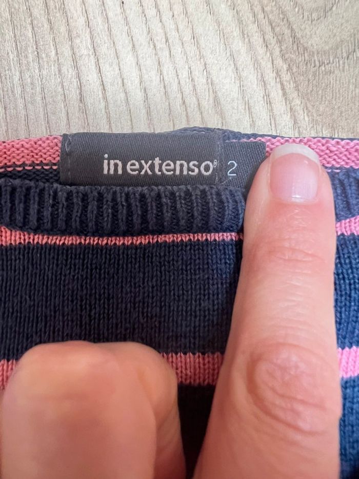 Pull rayé marine et rose In extenso 2 an - photo numéro 3