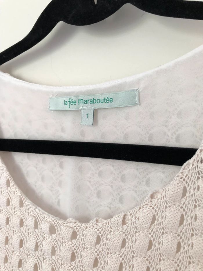Haut sans manche débardeur crème en dentelle La Fée Maraboutée taille 1 - photo numéro 2