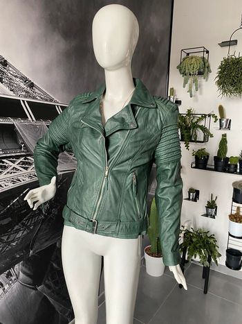 Blouson cuir souple vert bouteille convient 38/40 voir mensurations