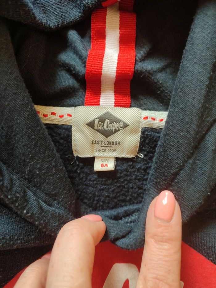 Sweat a capuche bleu marine et rouge Lee Cooper 6ans - photo numéro 3