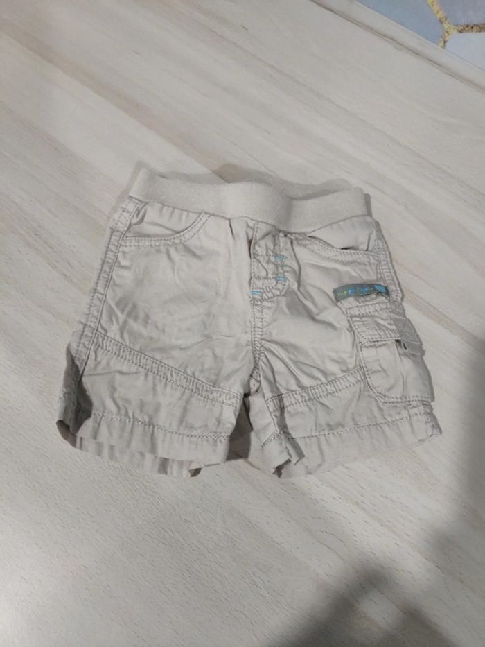 Short bébé garçon 1 mois beige hippo rigolo