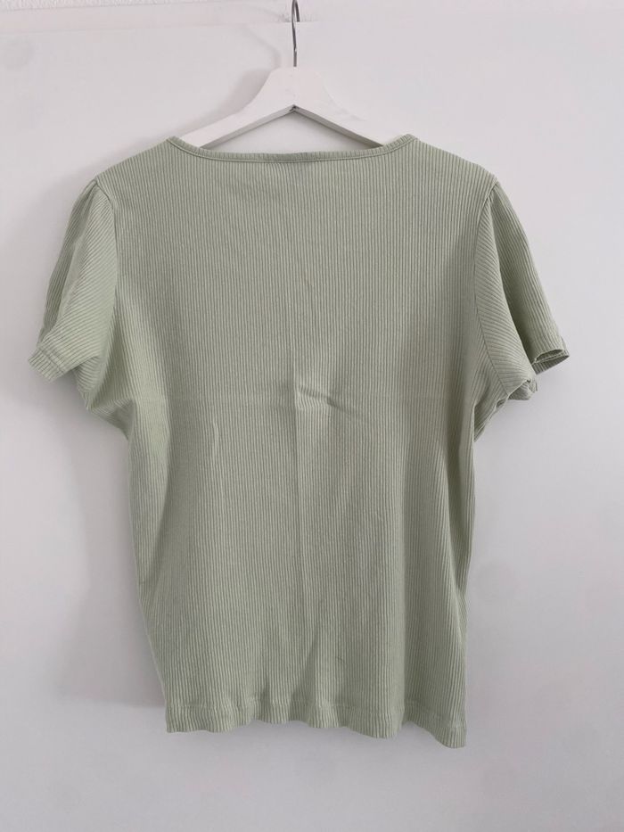 Haut de pyjama côtelé vert sauge – taille XL – comme neuf - photo numéro 2