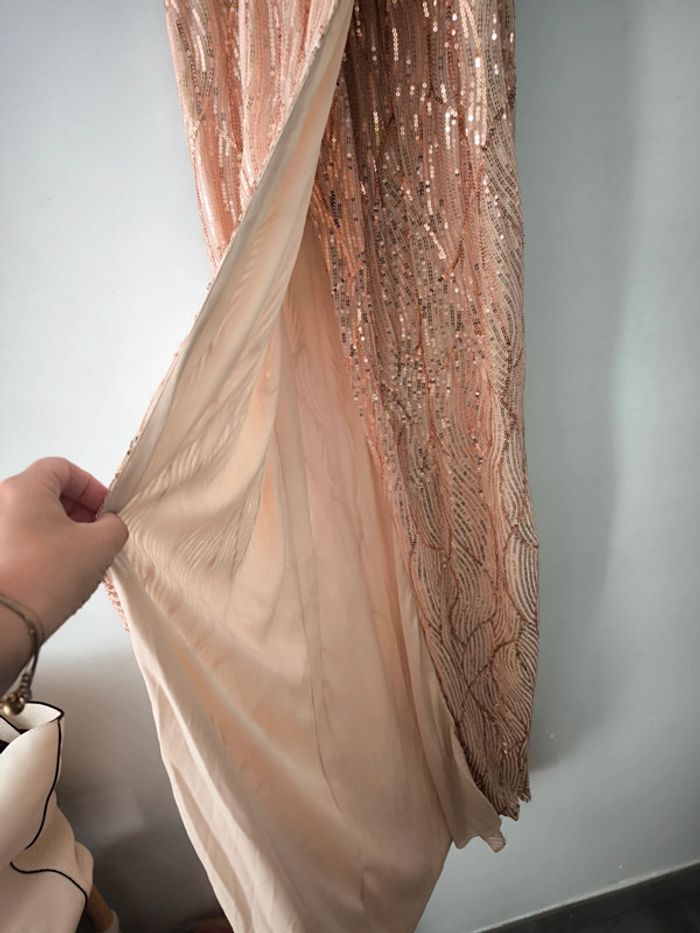 Robe longue rose pâle à paillettes Taille S Élégance scintillante - photo numéro 3