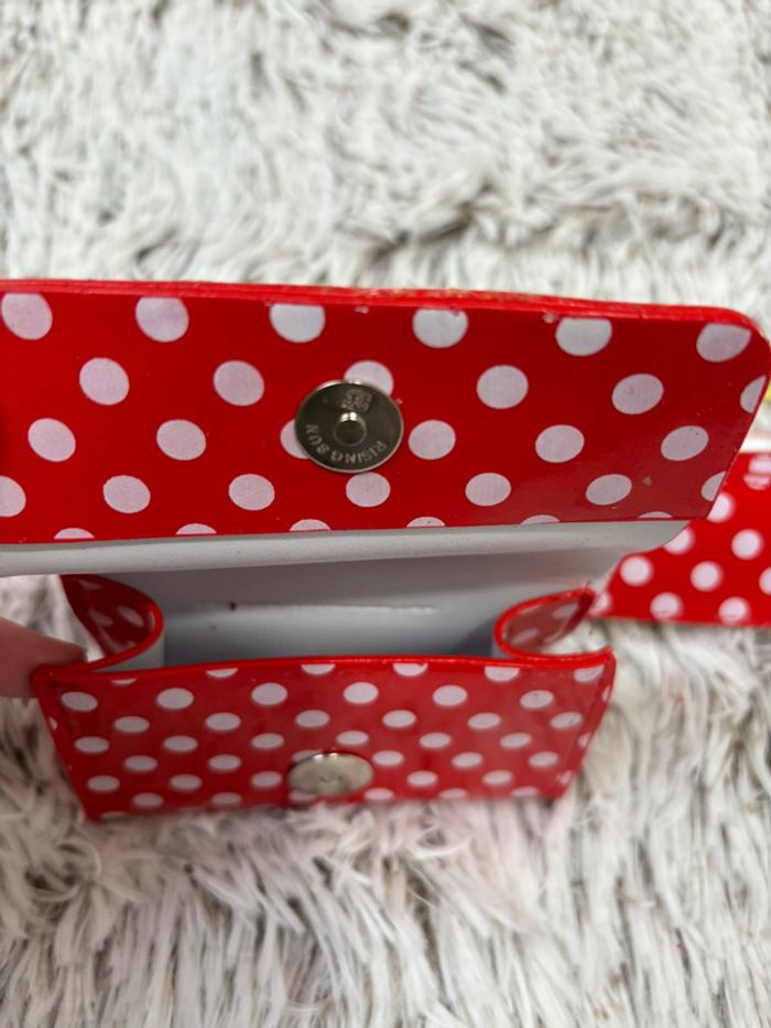 Ceinture rouge à pois blancs avec petit sac - photo numéro 8