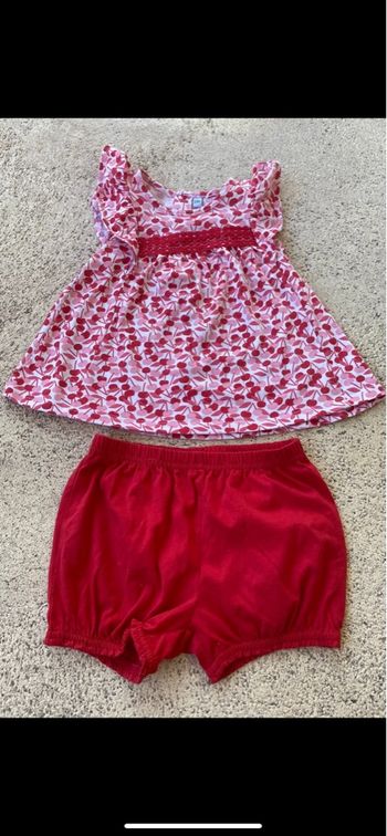 Ensemble tunique et shorty rouge et blanc