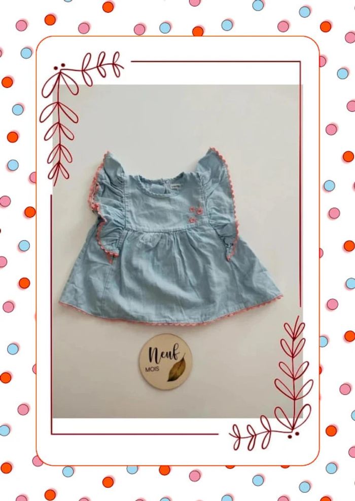 T shirt bleu a volants