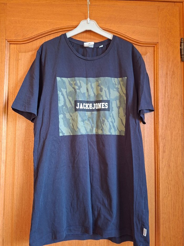 Tee-shirt manches courtes bleu marine taille L Jack & Jones - photo numéro 4