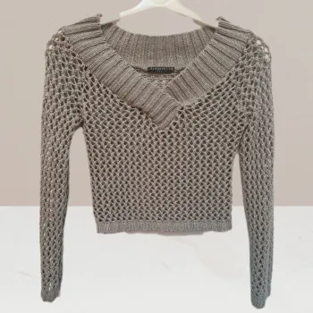 Pull col V à troues kaki - Zingarella - taille XS
