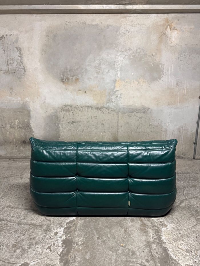 Canapé Togo 2 places Cuir vert – Ligne Roset 1990 - photo numéro 3