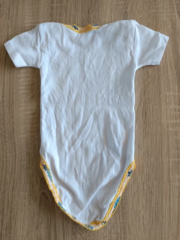 Lot 3 bodies manches courtes blanc bleu jaune ananas bébé 3 mois Absorba - photo numéro 3