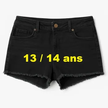 Short en jeans bas effiloché noir Taille13 / 14 ans