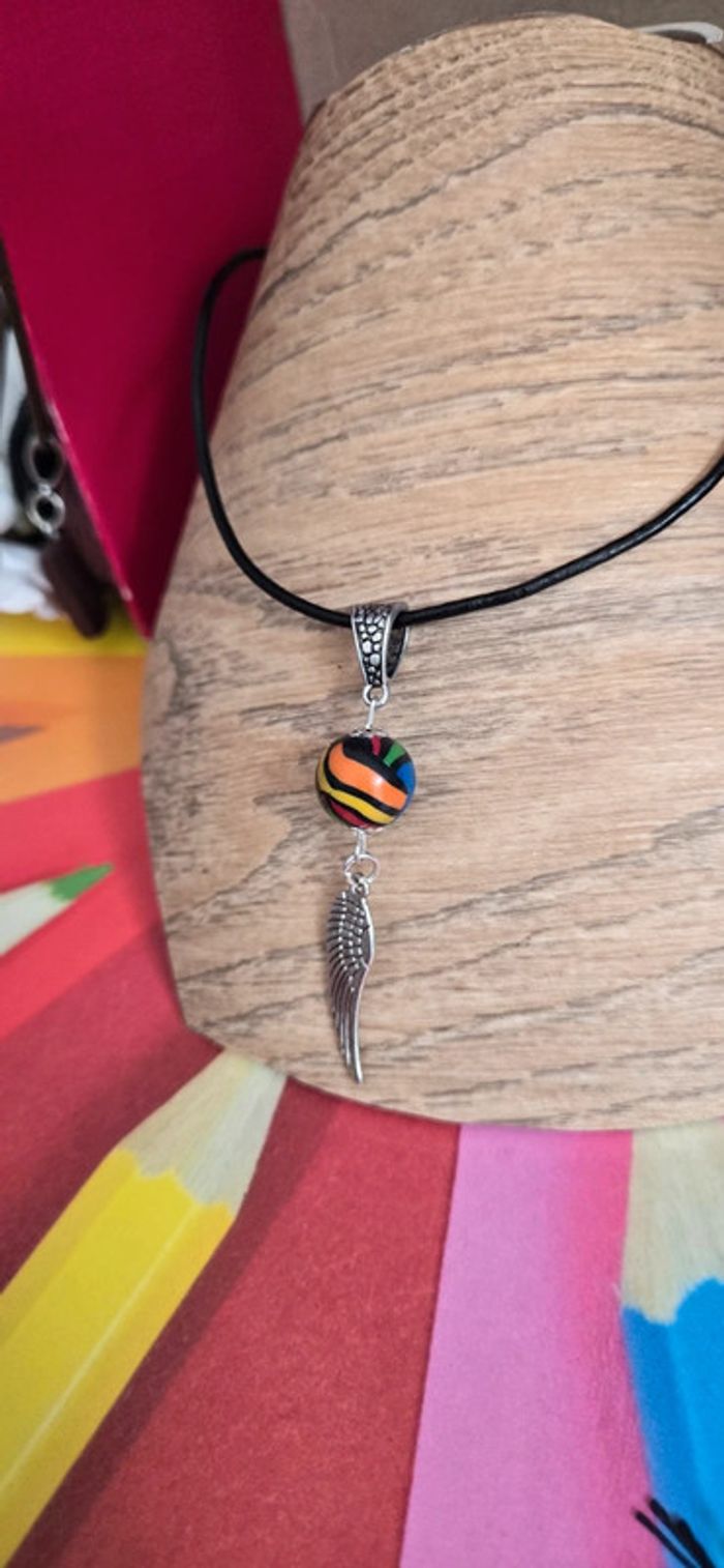 Collier perle multicolore fimo neuf - photo numéro 2