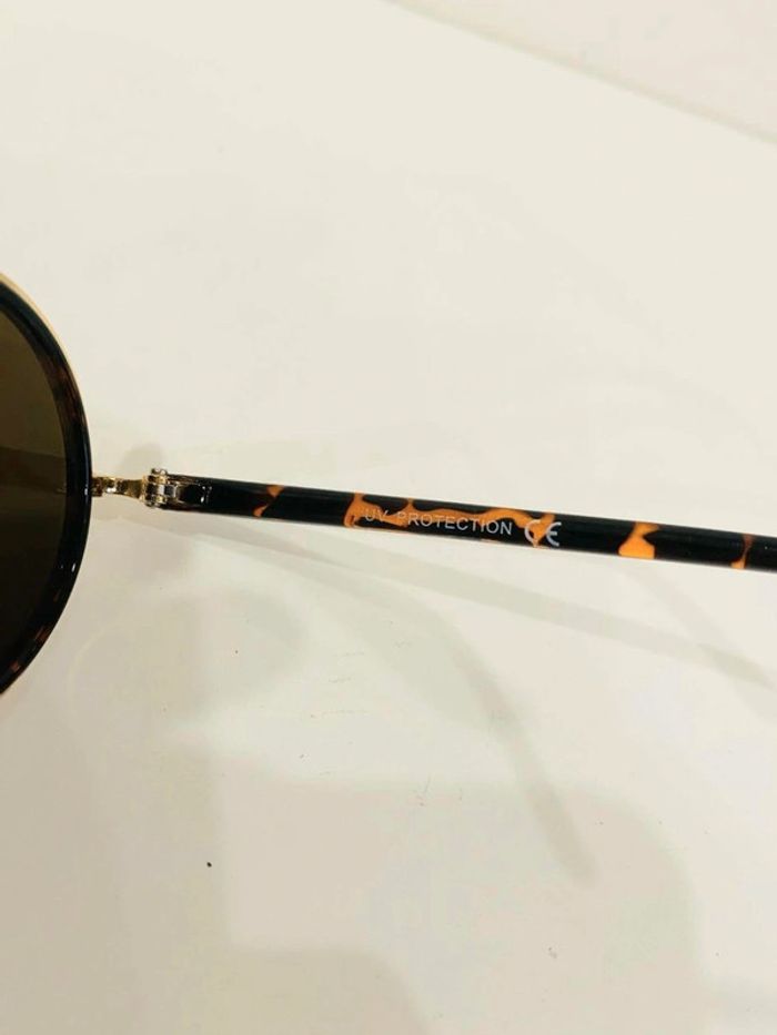 Lunette de soleil mixte ronde marron léopard et dorée uvprotection catégorie 3 - photo numéro 5