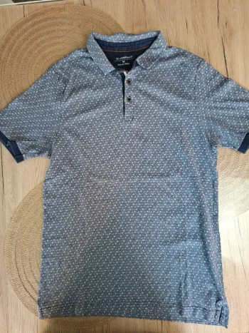 Polo Armand Thiery AT Company – Taille M – Motif géométrique bleu/gris