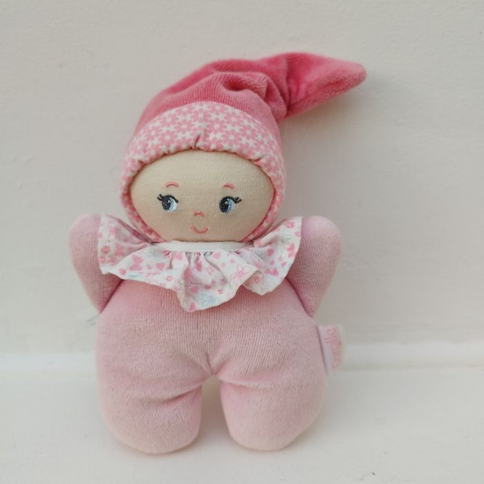Doudou Poupée rose col fleurs hochet Corolle - photo numéro 1