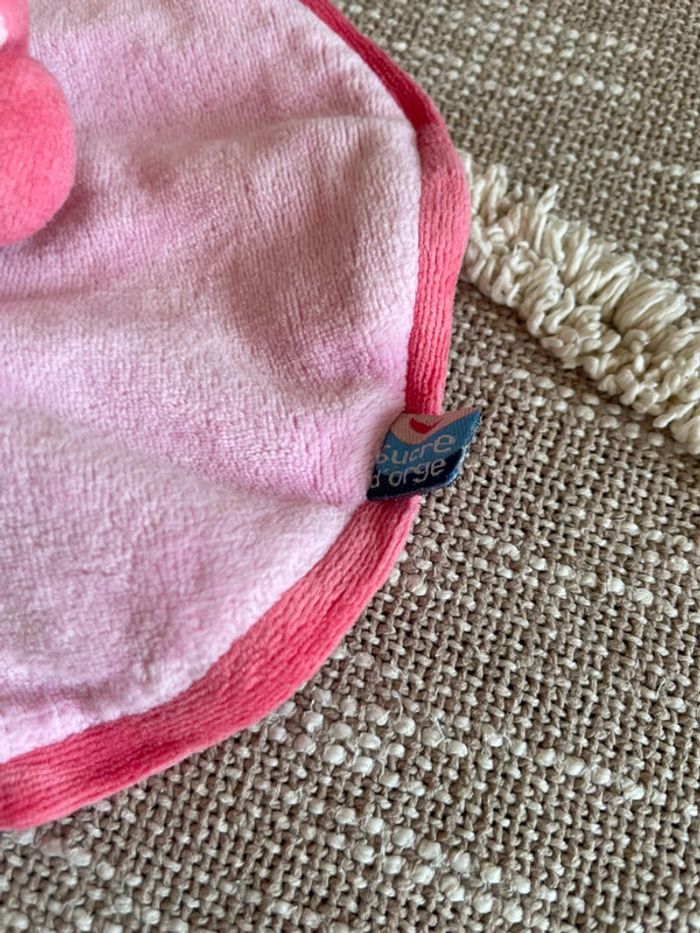 Peluche doudou plat 19cm sucre d’orge poupée fille rose fuchsia très bon état - photo numéro 3