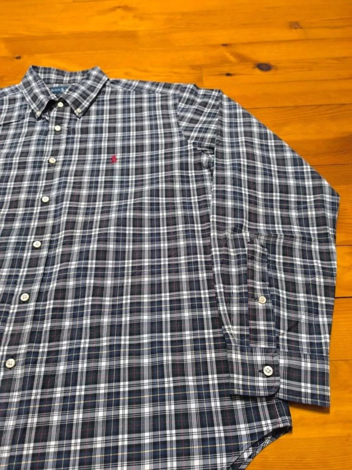 Chemise à carreaux - Ralph Lauren - Logo brodé rouge - Classic fit - Blanc, noir, bleu - Taille XL - photo numéro 6