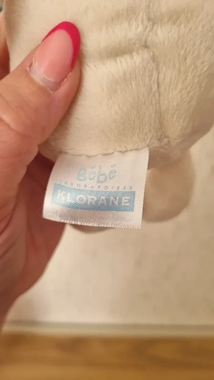 Peluche lapin crème avec nœud klorane - photo numéro 12