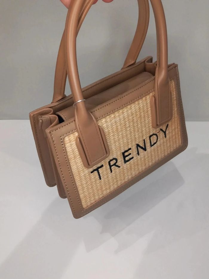 Sac à main Tom & Eva marron en similicuir et en tressé - photo numéro 4
