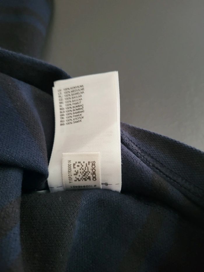 Polo Adidas à rayures noires et bleues marines 100% coton - L - photo numéro 9