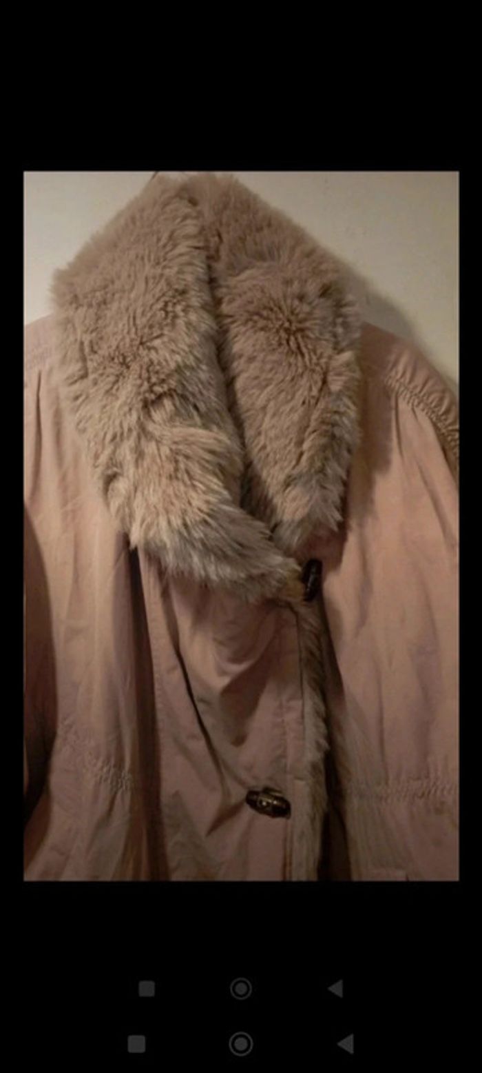 Parka col fausse fourrure rose pâle - photo numéro 3