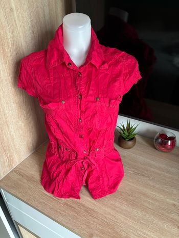 Chemise manche courte fushia en coton manguun S/M