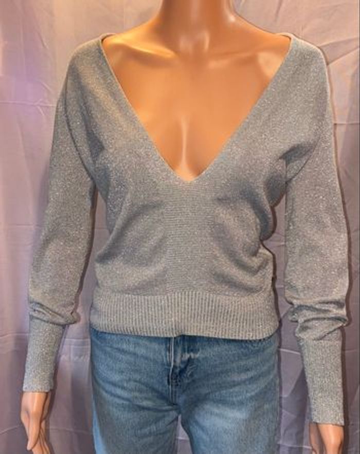 Pull Esprit en Maille Métallisée Argentée